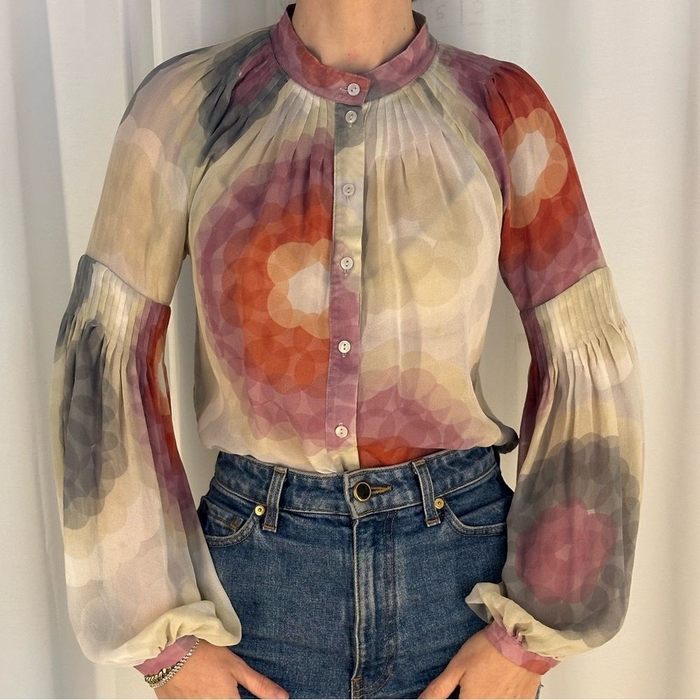 Club Monaco Silk Button Up Blouse
